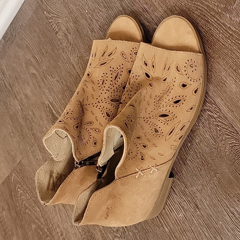 Open Toe Suede Booties